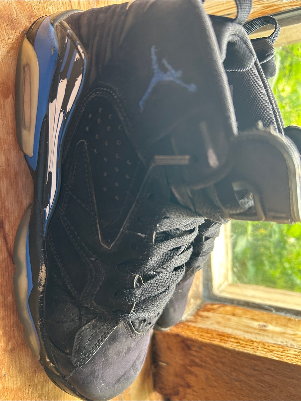 Jordan Black and Blue High-Top Basketball Sneakers